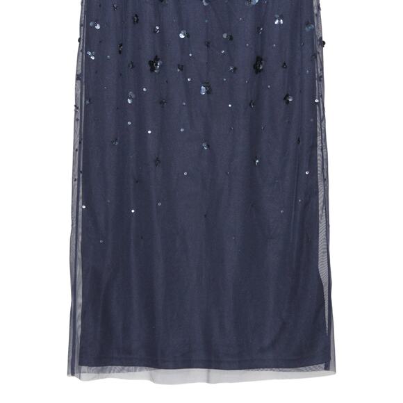 Adrianna Papell Navy Beaded Off Shoulder Formal Maxi Dress Size 14 - Picture 6 of 13